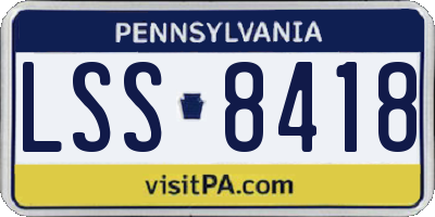 PA license plate LSS8418