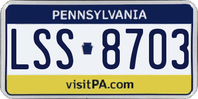 PA license plate LSS8703
