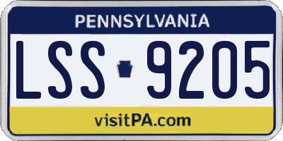 PA license plate LSS9205