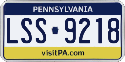 PA license plate LSS9218