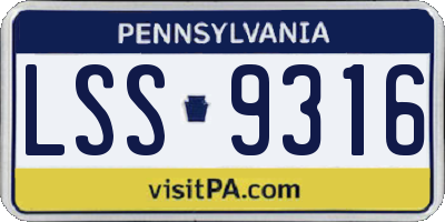 PA license plate LSS9316
