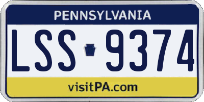 PA license plate LSS9374