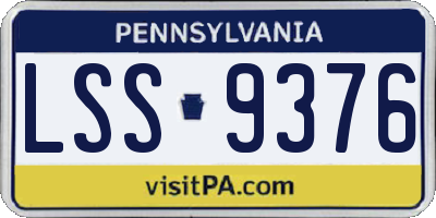PA license plate LSS9376