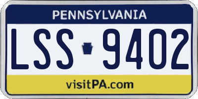 PA license plate LSS9402