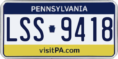 PA license plate LSS9418