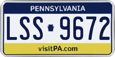PA license plate LSS9672