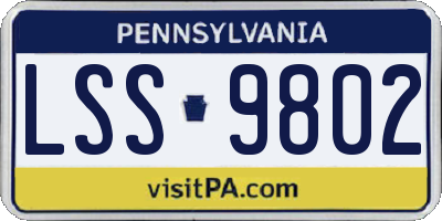 PA license plate LSS9802