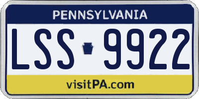 PA license plate LSS9922