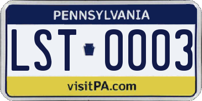 PA license plate LST0003