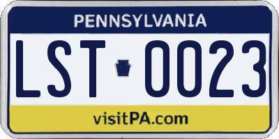 PA license plate LST0023