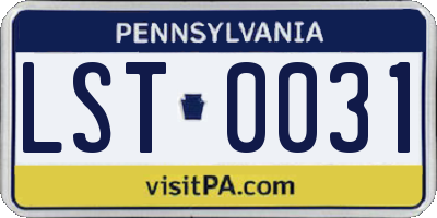 PA license plate LST0031