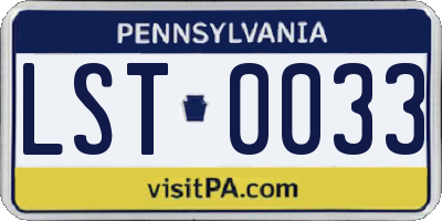 PA license plate LST0033