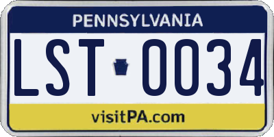 PA license plate LST0034