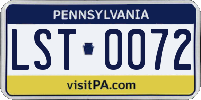 PA license plate LST0072