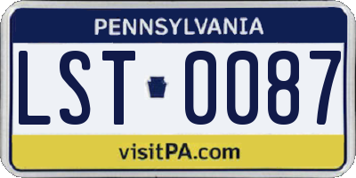 PA license plate LST0087