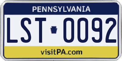 PA license plate LST0092