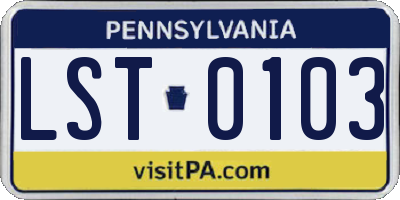 PA license plate LST0103