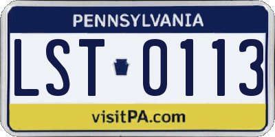 PA license plate LST0113