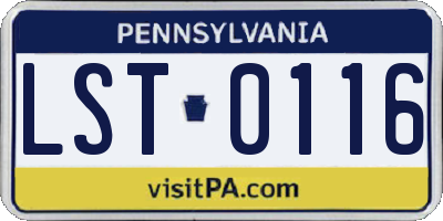 PA license plate LST0116