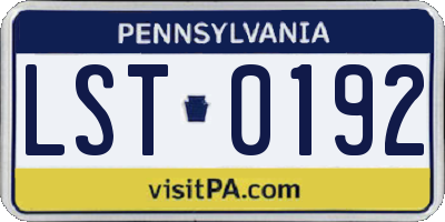 PA license plate LST0192