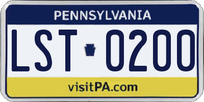 PA license plate LST0200
