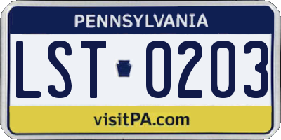 PA license plate LST0203