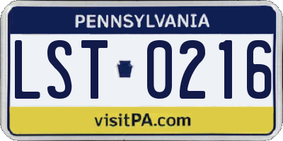 PA license plate LST0216
