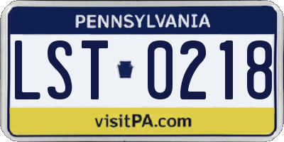PA license plate LST0218