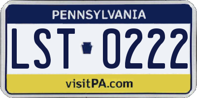 PA license plate LST0222