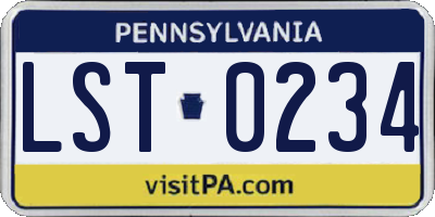 PA license plate LST0234