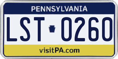 PA license plate LST0260