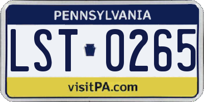 PA license plate LST0265