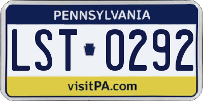 PA license plate LST0292