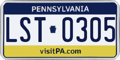 PA license plate LST0305