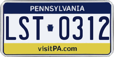 PA license plate LST0312