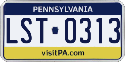 PA license plate LST0313