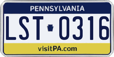 PA license plate LST0316