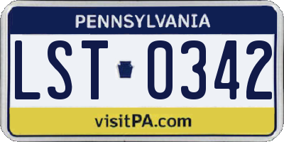 PA license plate LST0342