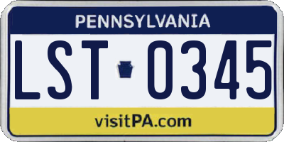 PA license plate LST0345