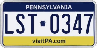 PA license plate LST0347