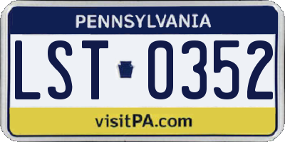 PA license plate LST0352