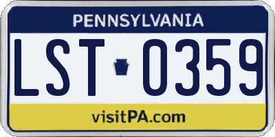 PA license plate LST0359