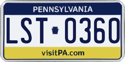 PA license plate LST0360