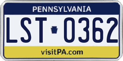 PA license plate LST0362