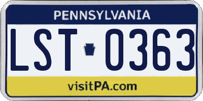 PA license plate LST0363