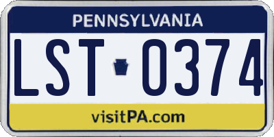 PA license plate LST0374