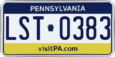 PA license plate LST0383
