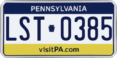 PA license plate LST0385