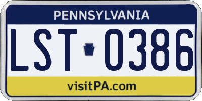 PA license plate LST0386