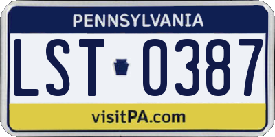 PA license plate LST0387
